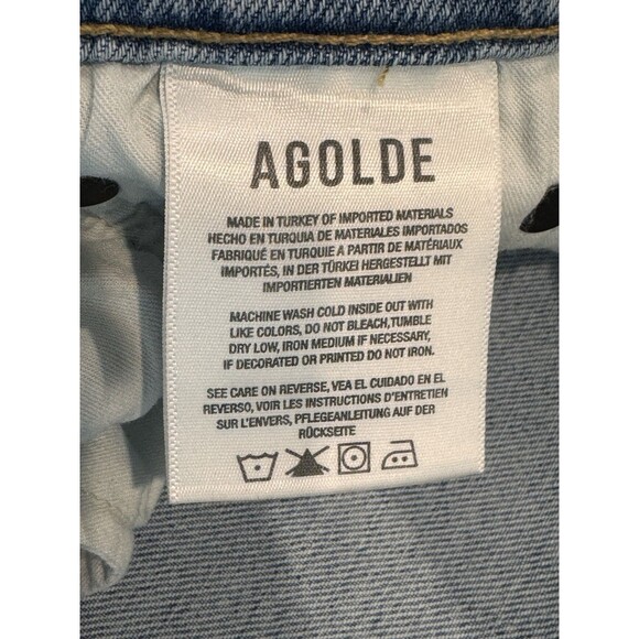 AGOLDE Mid Rise Sophie Ripped Skinny Ankle Jeans Women’s Sz 30 Blue Light Wash - Picture 5 of 11